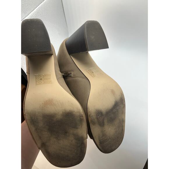 Market & Spruce Taupe Peep Toe Booties‎ Size 9 Faux Suede Zip Block Heel Shoes - Picture 14 of 14